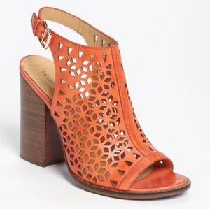 Rebecca Minkoff Demetra Vibrant Orange Cutout Sandals Sz 9